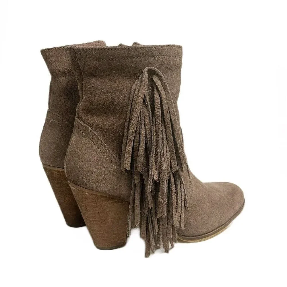 Steve‎ Madden Pallas Boho Taupe Suede Ankle Booties Bohemian Women's Size 5.5M